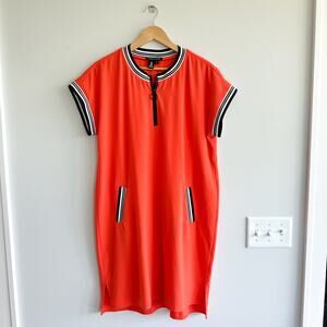 Peace of Cloth Quinn Short Sleeve 1/4 Zip Dress Orange L NWT